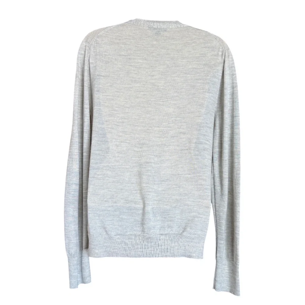 J.Crew 100% Merino Wool Gray Cardigan Embellished Pockets Size M